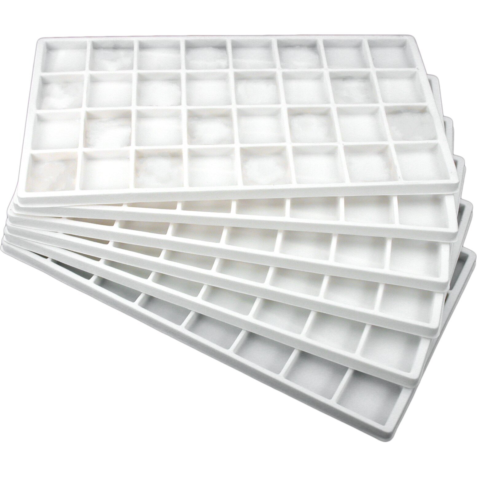 6 White Jewelry Tray Inserts 32 Compartments Display