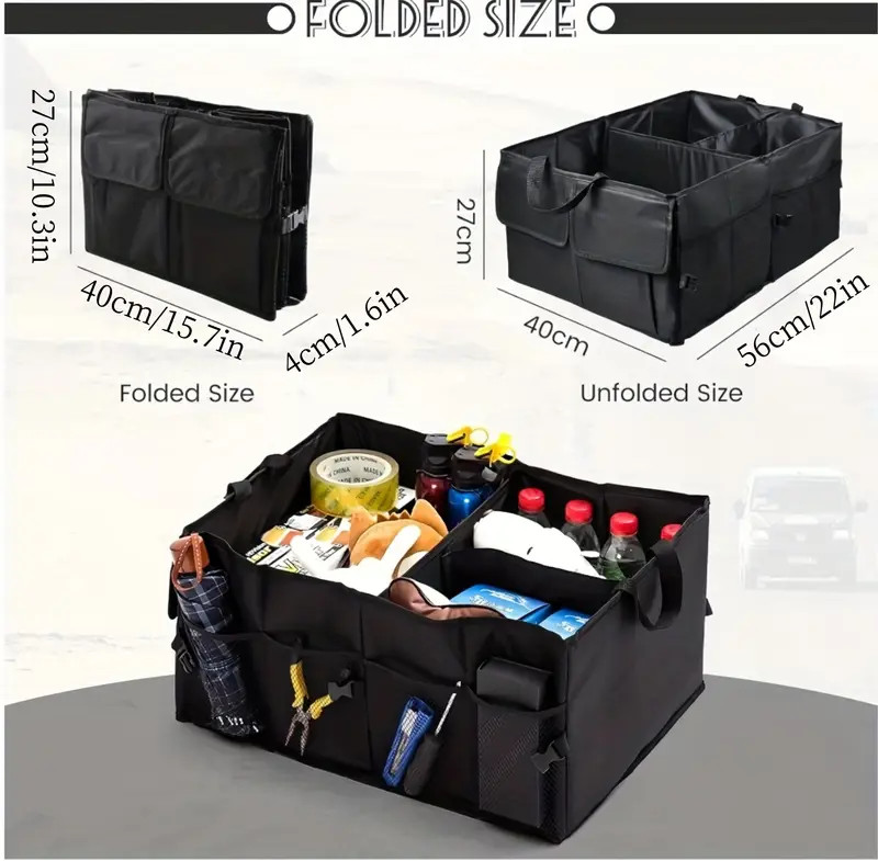 Trunk Cargo Organizer Folding Collapsible Caddy Storage Bag Bin Car Truck SUV