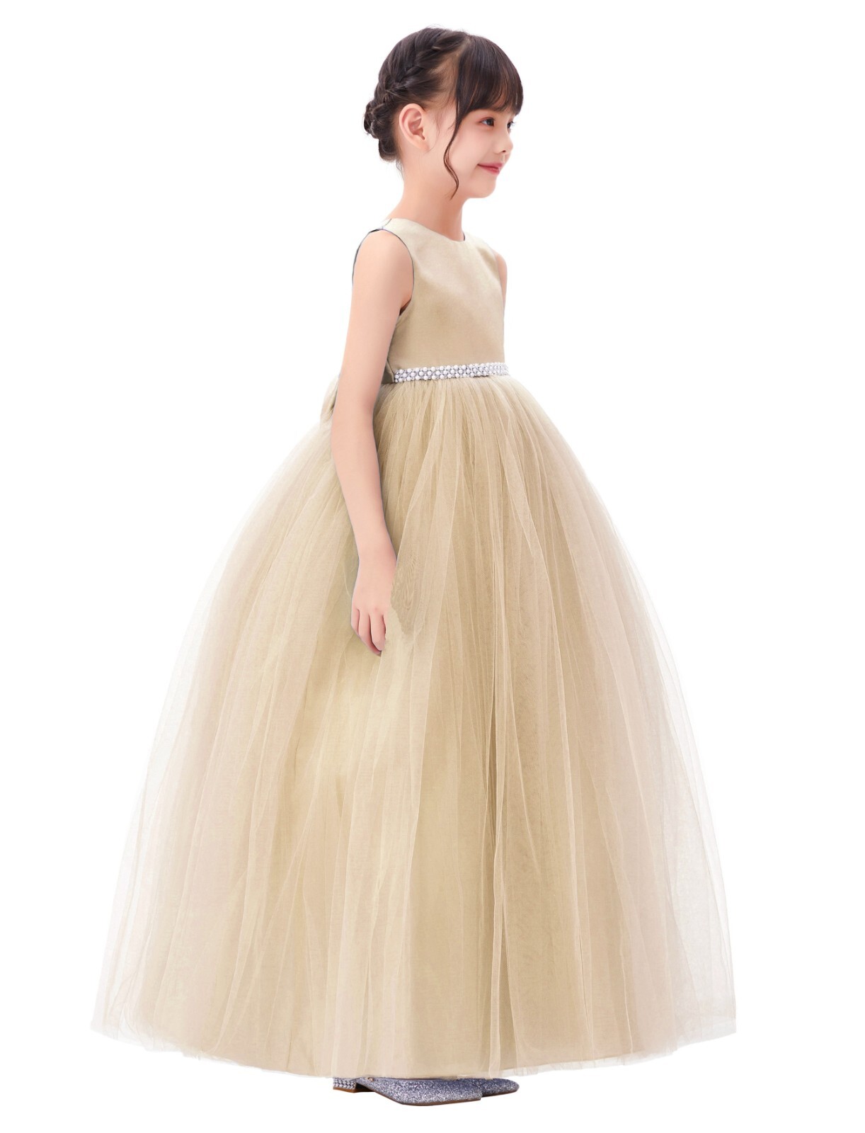 Tulle Flower Girl Dress V-Back Dresses Princess Gown Ball Gowns Tulle Dresses