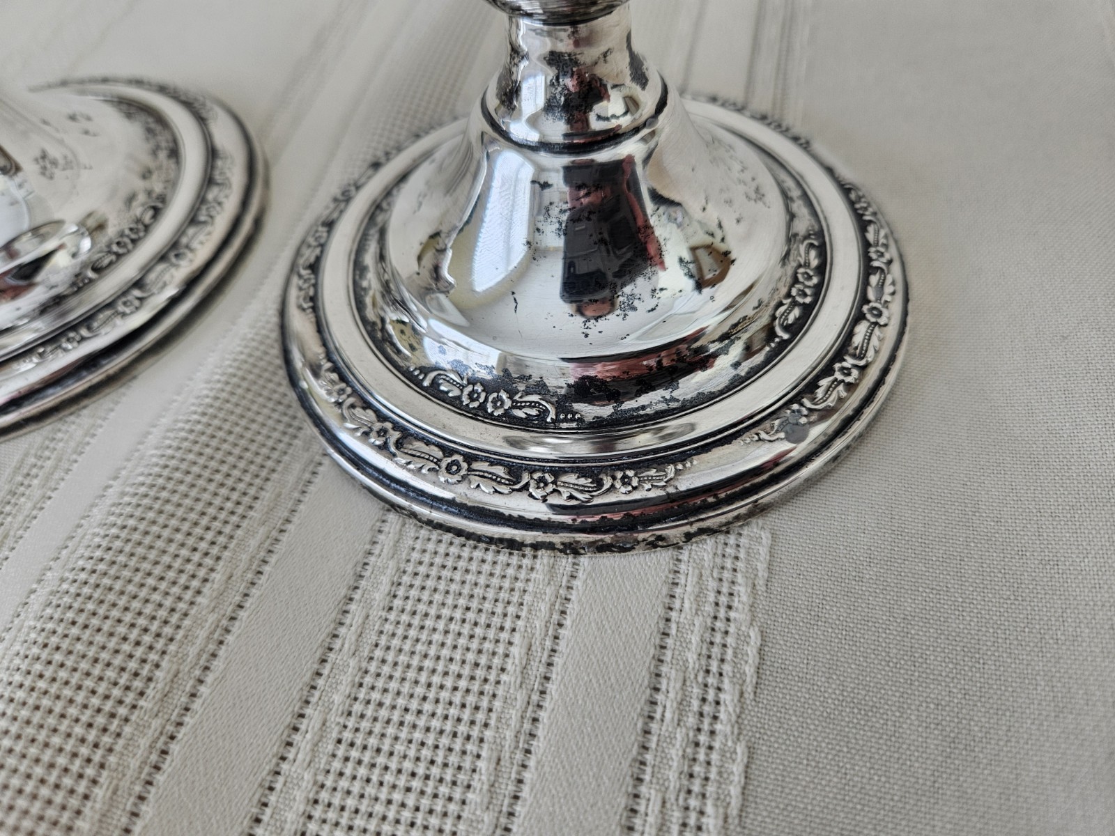 Pair of Mid-Century Courtship International Sterling 3" Candleholders