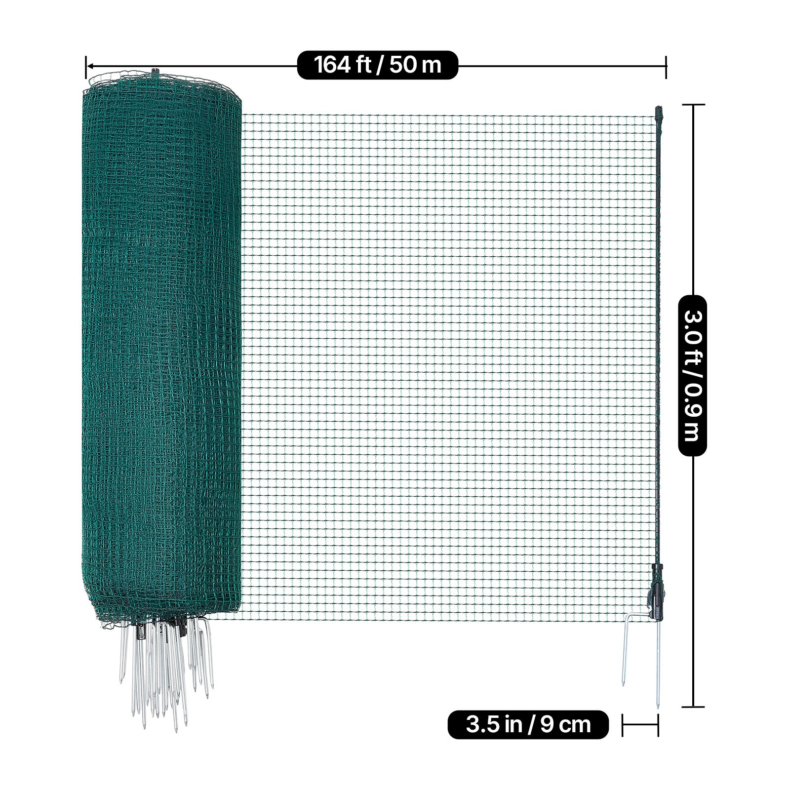 Uimoso Temporary Fence Netting with Posts 3 x 164 FT Plastic Safety Mesh Netting