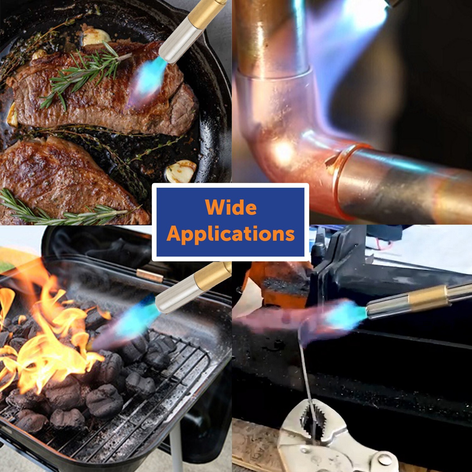 Multi Functional Self Igniting Propane Torch Head with Interchangeable Tips