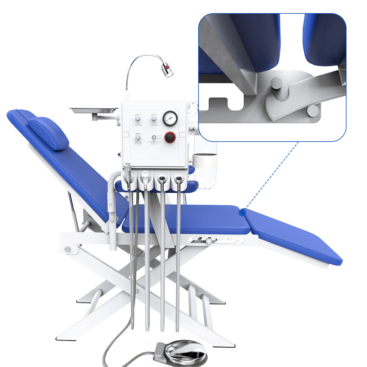 Silla dental portatil plegable con unidad de turbina de air escupidera Luz LED