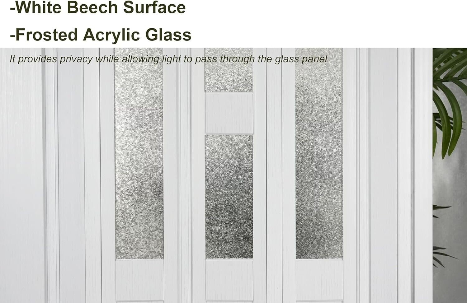 PVC Accordion Door with Frosted Acrylic Glass,Installation Hardware Included