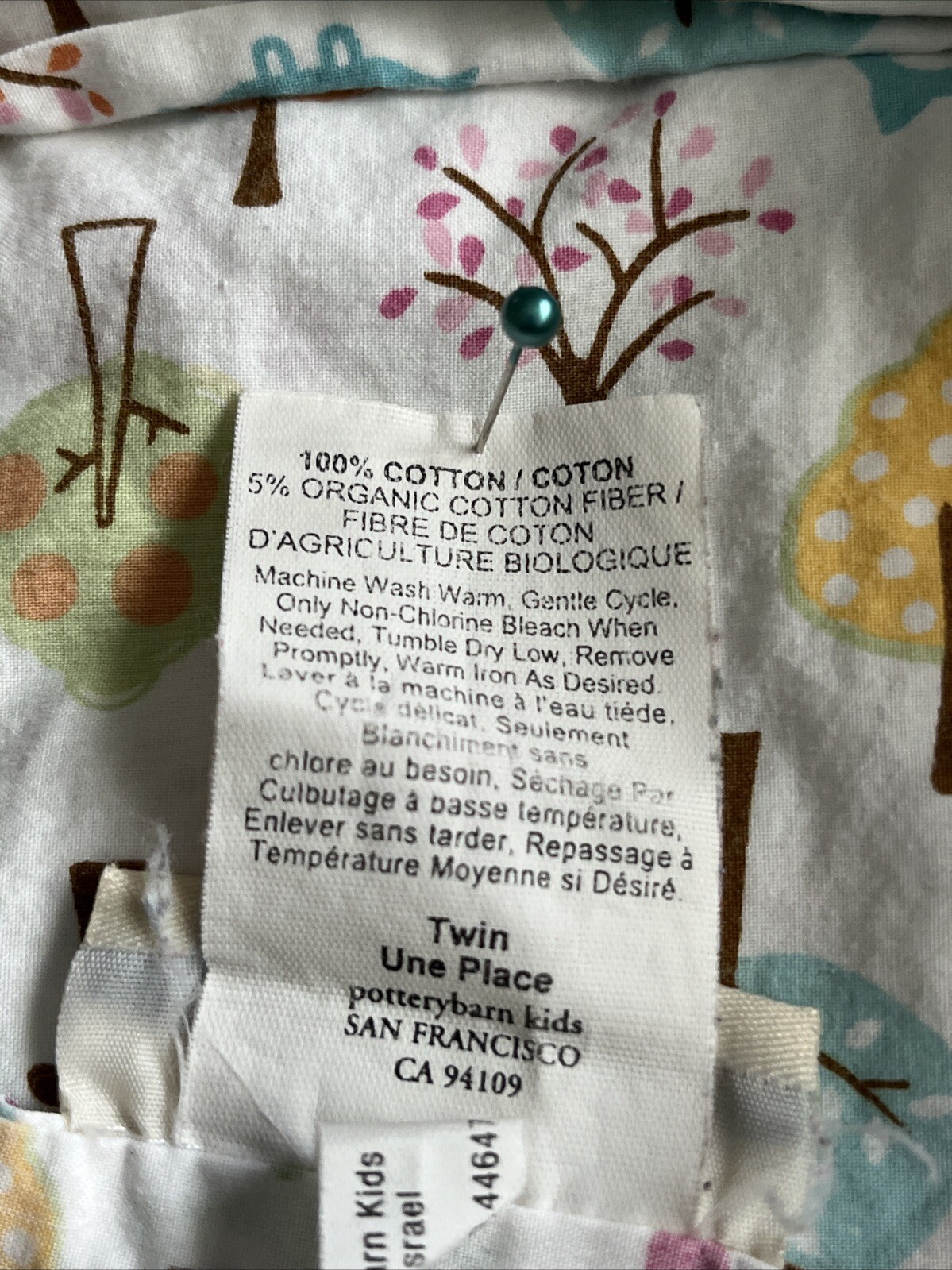 Pottery Barn Kids Woodland Owls Trees Twin Flat Sheet