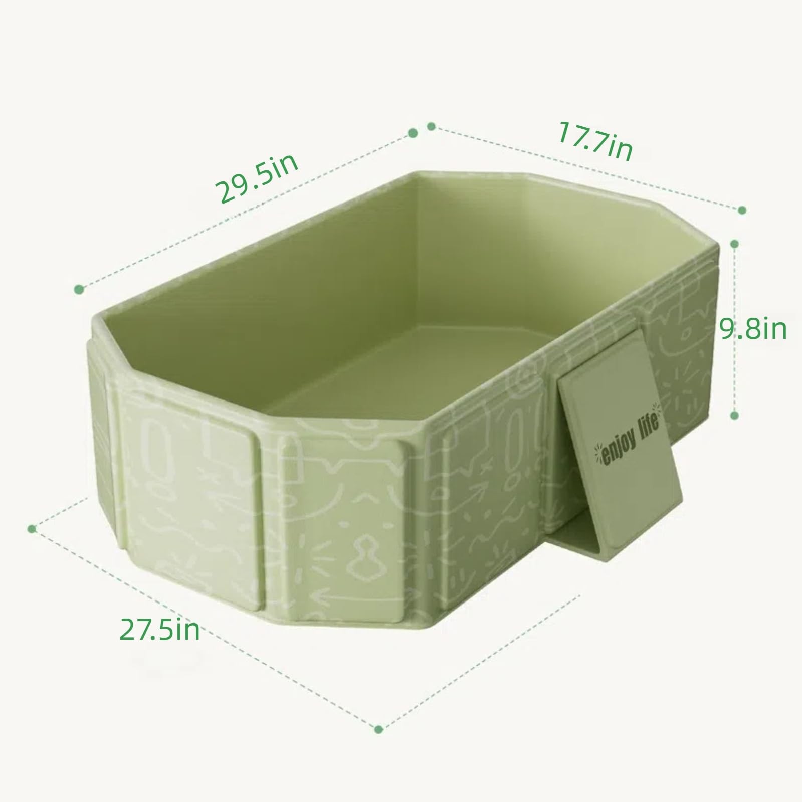Collapsible Bathing Basin 29.5×17.7×9.8 in, Foldable Portable Tub with Drain ...