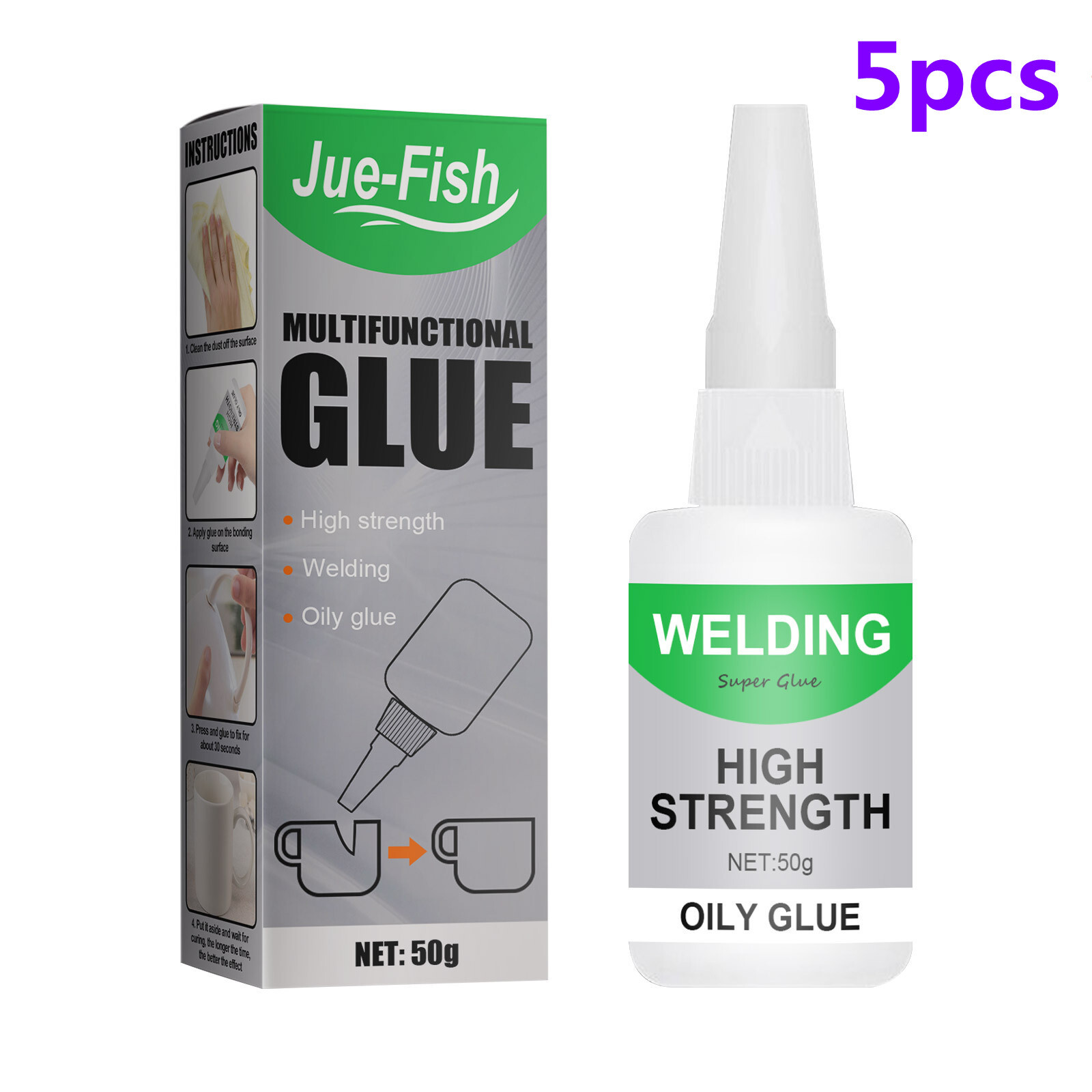 5Pcs Uniglue Universal Super Glue Welding High-Strength Oily Glue Mighty Instant