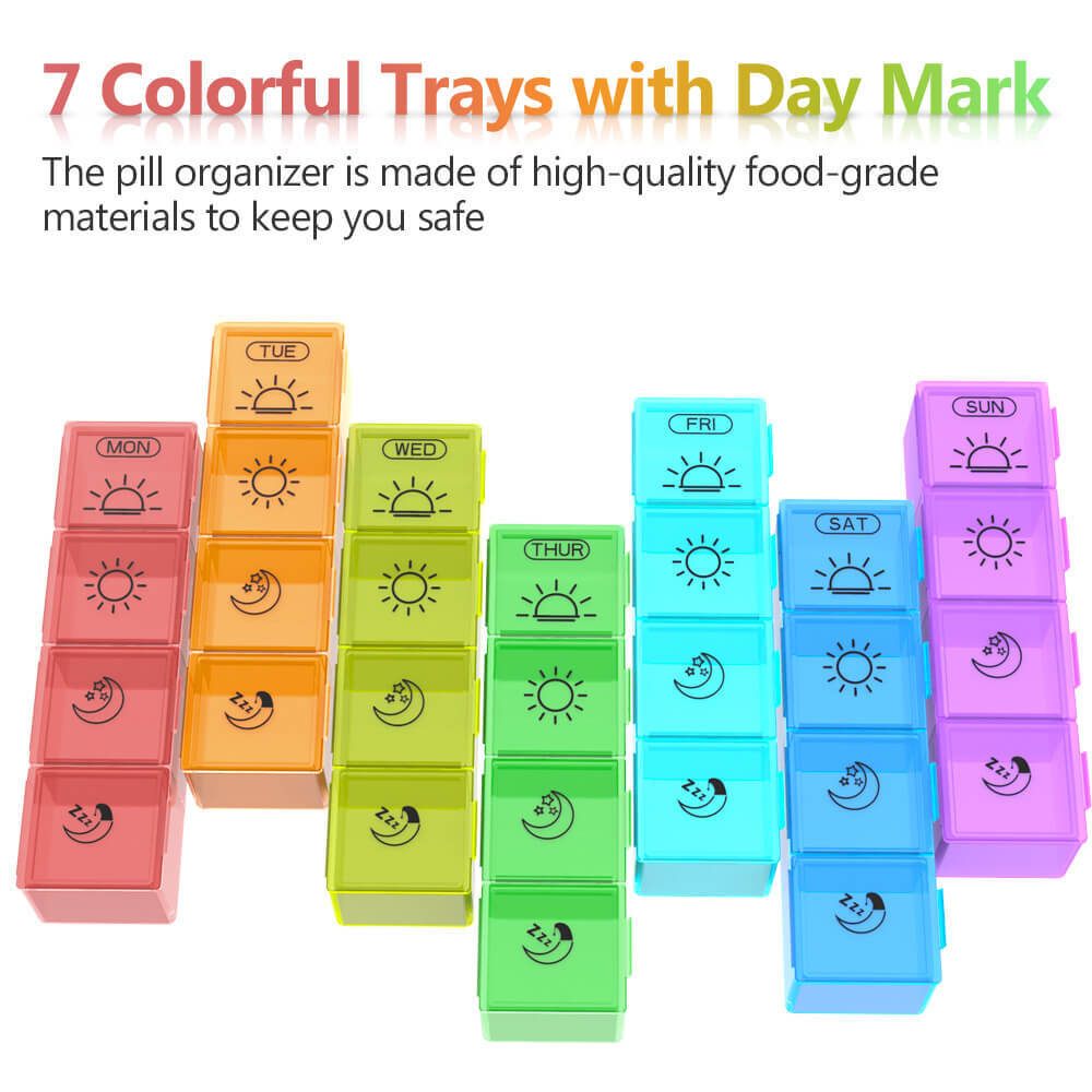 Large Weekly Pill Organizer Moisture-Proof 4 Times a Day 7 day Medicine Storage