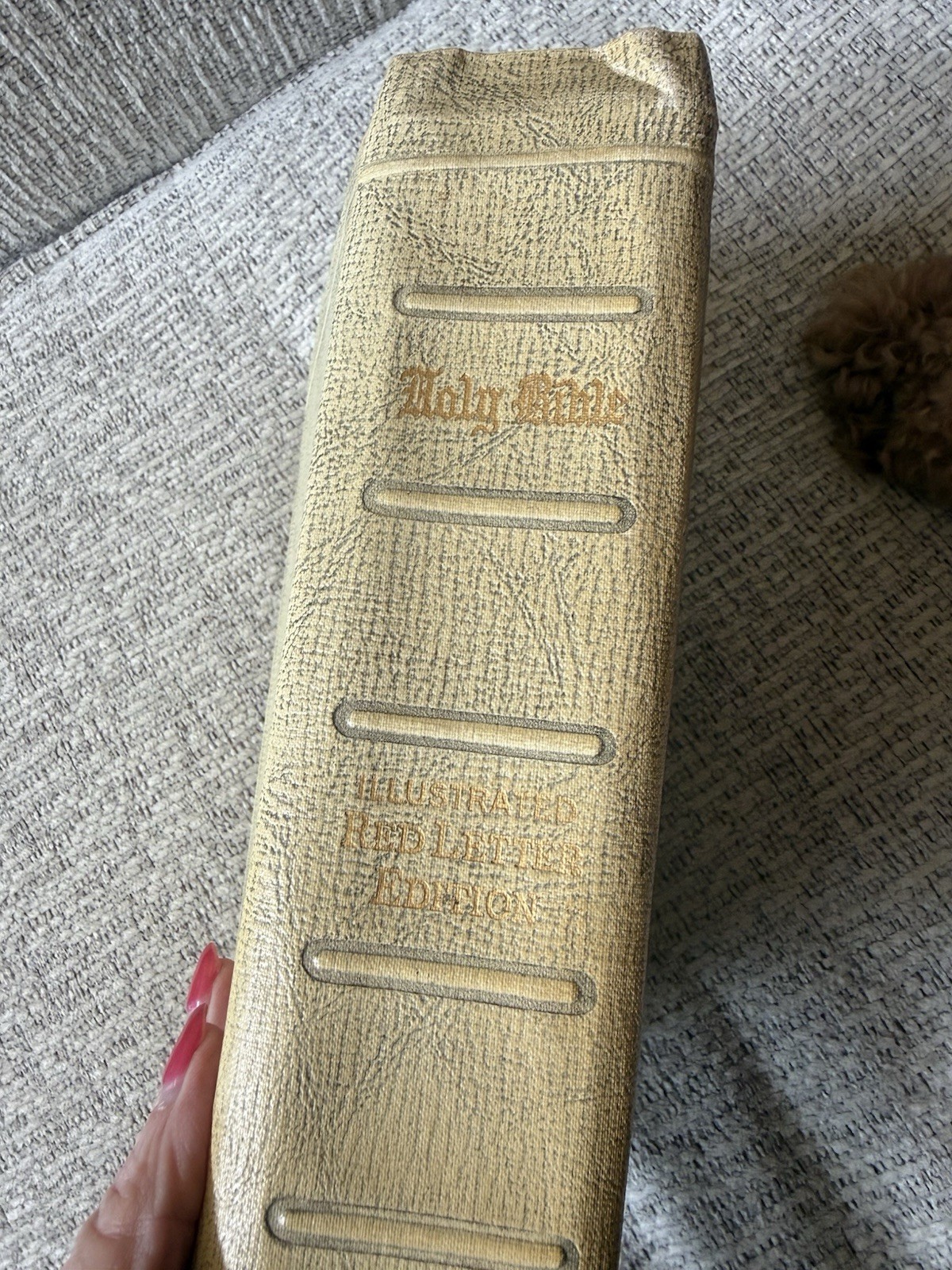 Vintage Bible Embossed Shepherd Scene Tan Gold Lettering Illustrated Maps