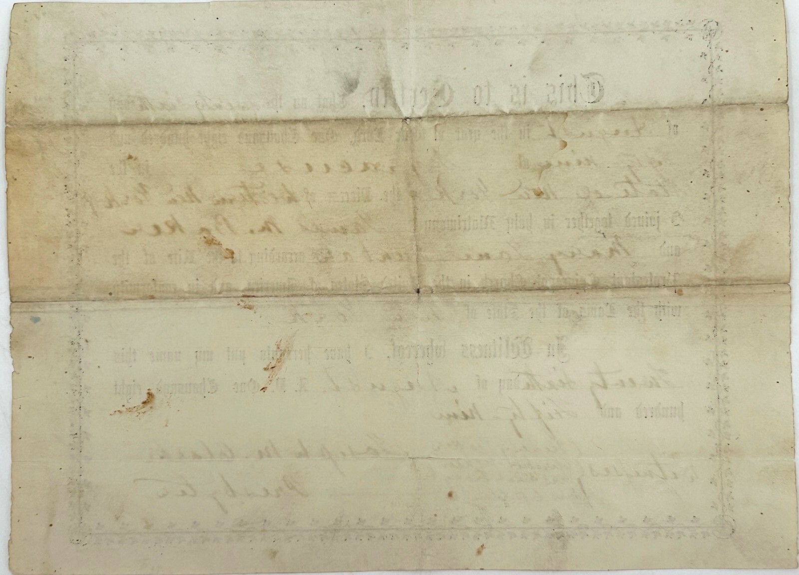 Antique Original 1859 (Pre Civil War) Marriage Certificate - Syracuse, NY