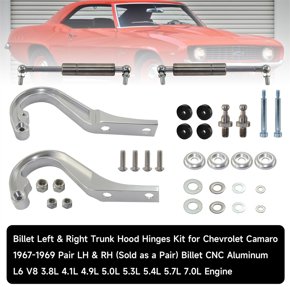 Left+Right Billet Aluminum Hood Hinge Kit For 1967-1969 Chevrolet Camaro Trunk