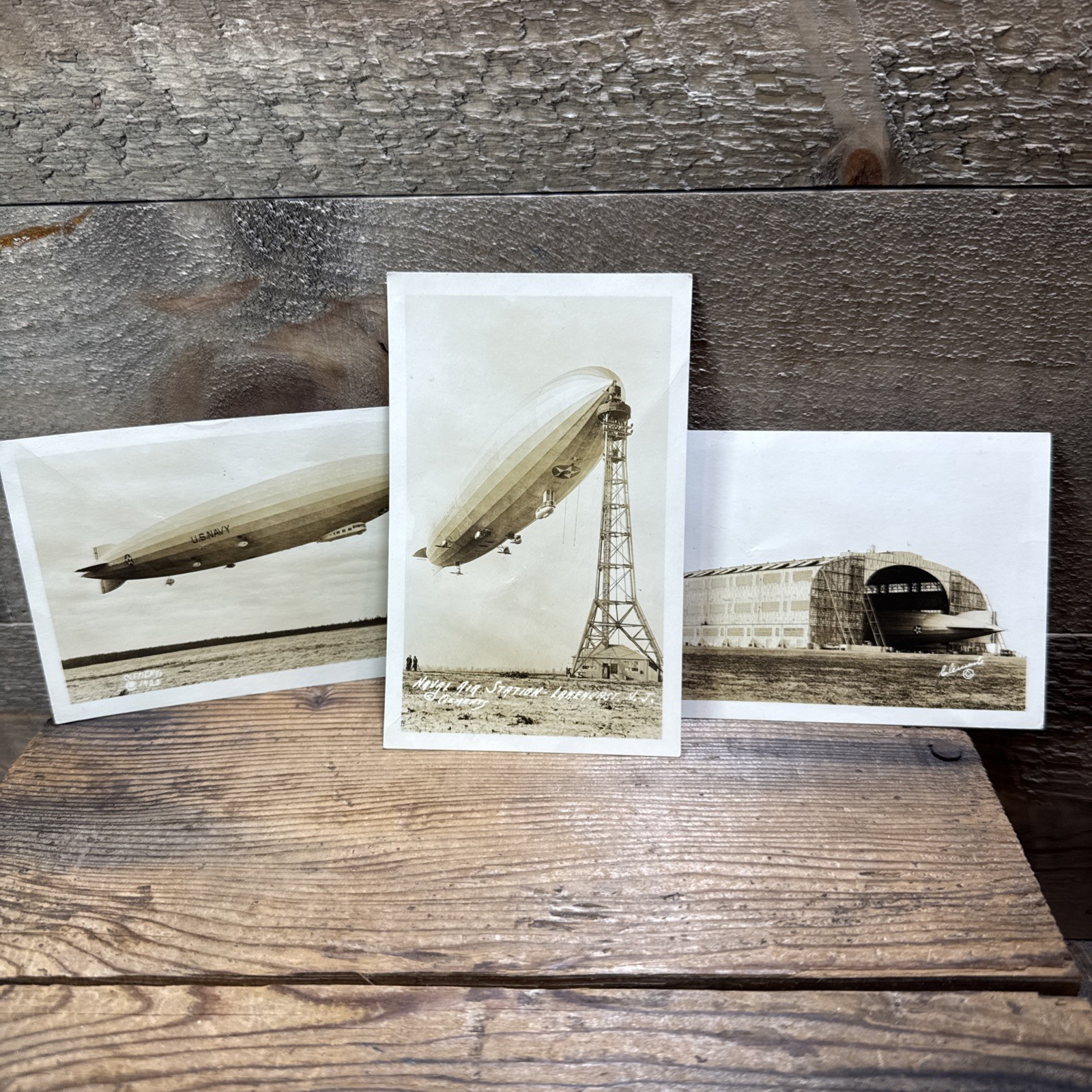 USA Aviation RPPC Postcard USS Shenandoah at Mast Zeppelin ZR-1 Airship Lot Of 3