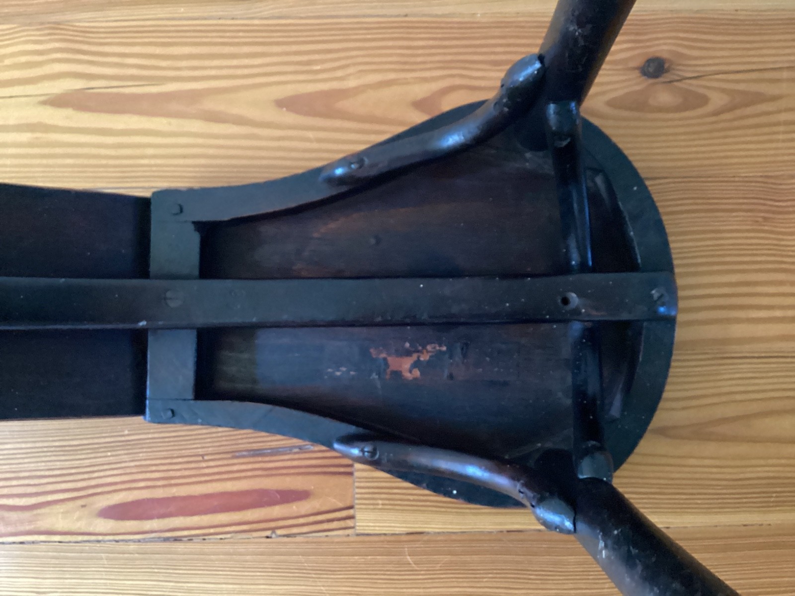 Antique Thonet Bentwood Shoe Fitting Stool, Brown, 25x12.5x15.5"