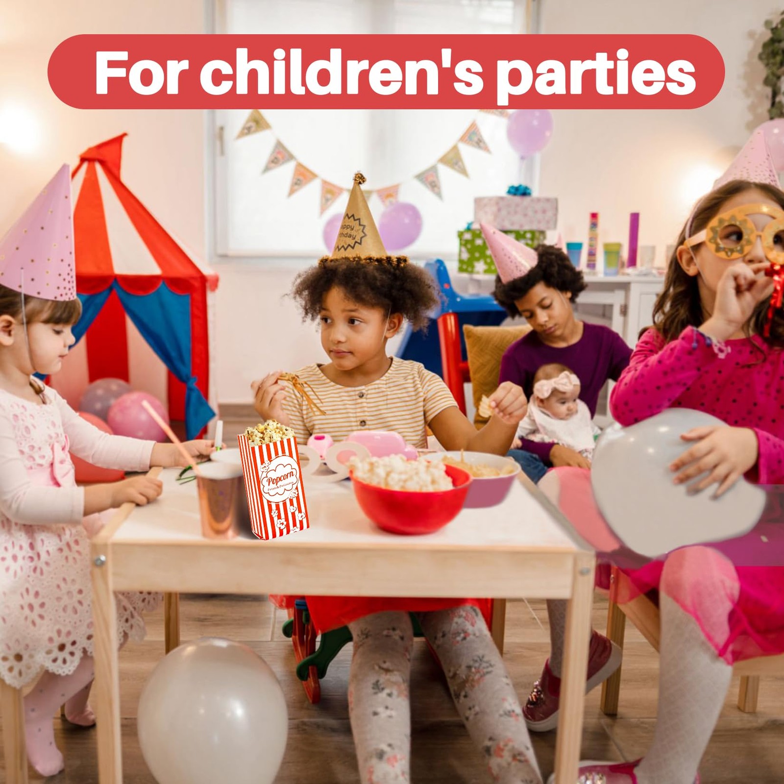 100PCS Popcorn Bags Individual Servings - MAQIHAN Disposable Paper Popcorn...