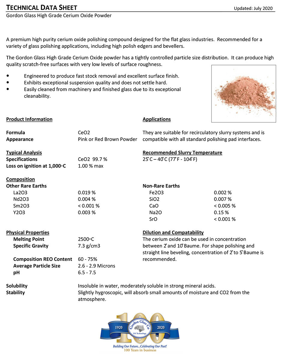 Cerium Oxide High Grade Polishing Powder - 8 oz.