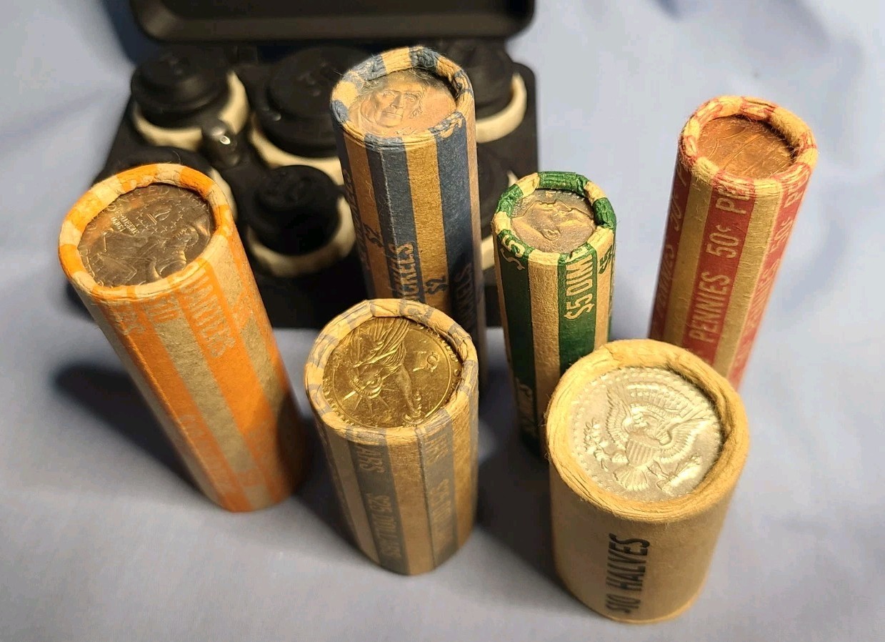 14 pc 6 Denomination Coin Roll End Crimp Set with Steel crimp tabs and drive bit