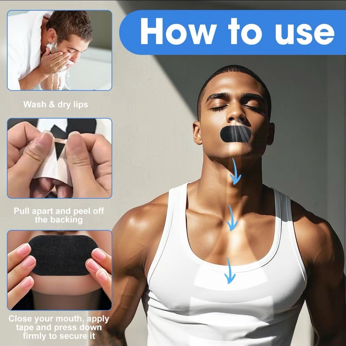 Arivara 60 Pcs Mouth Patch Tape Strip Advanced Gentle for Improved Breathing