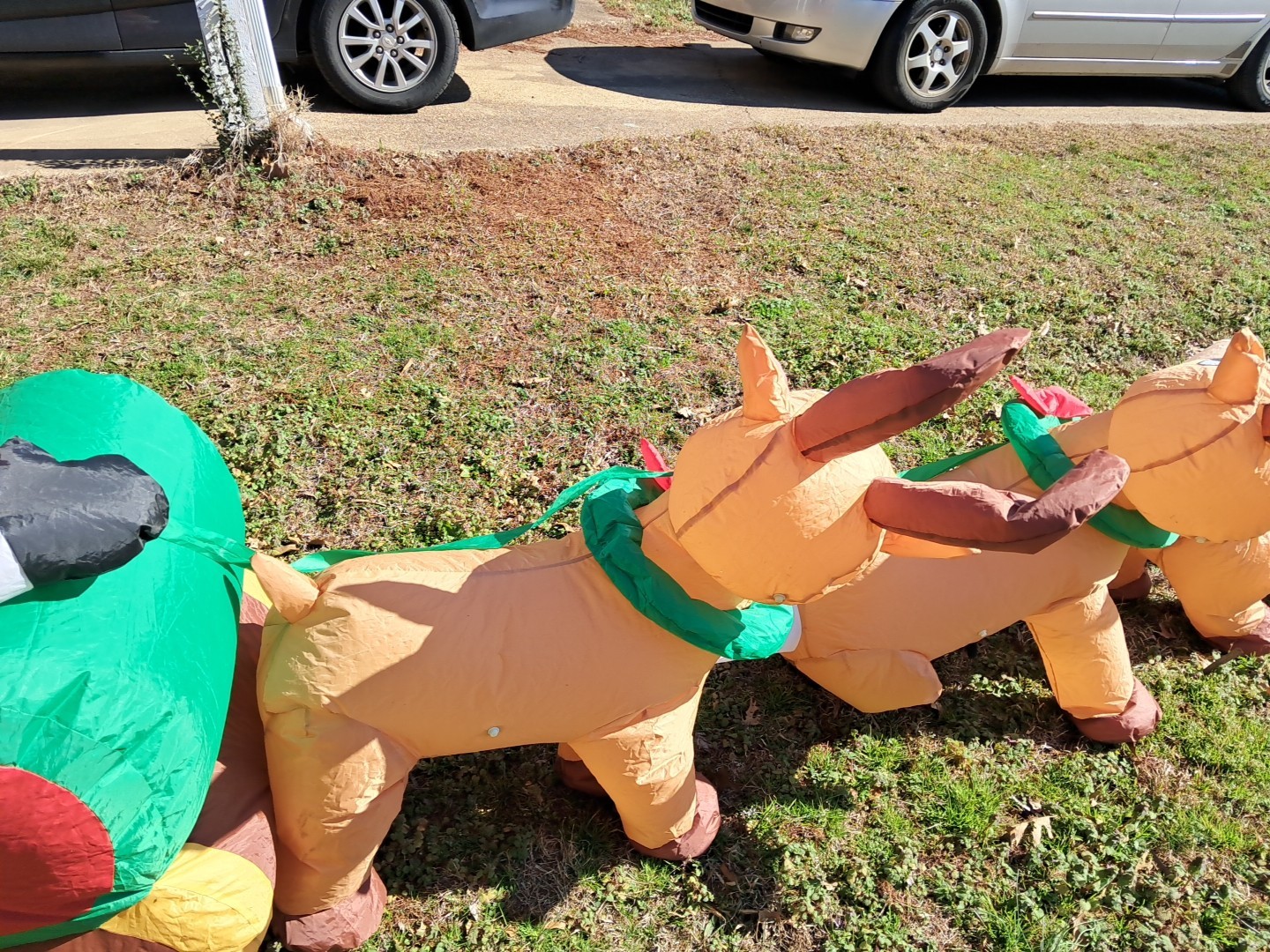 11 Ft Long Christmas LED Inflatable Santa Sleigh Reindeer Yard Lawn Decoration