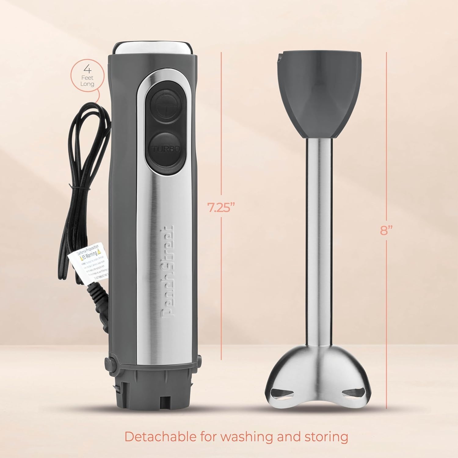 Durable 500W Electric Blender Stick with Turbo Speed for Smoothies & Soups