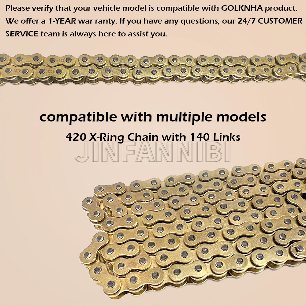 Gold 428 X-Ring Chain 140 Links W/Connecting Master Link for Motorcycle