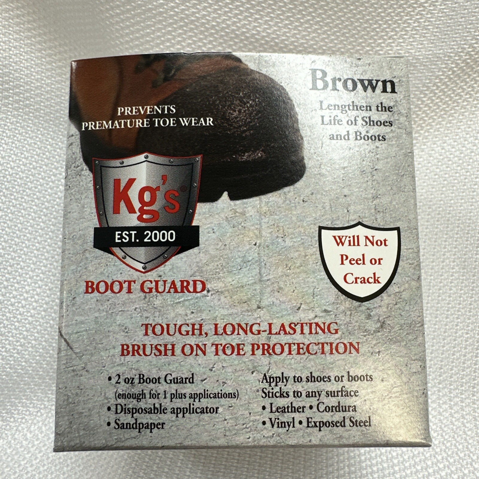 KG'S BOOT GUARD Leather Vinyl Brush-ON Toe Shoe Protector 2oz - BROWN