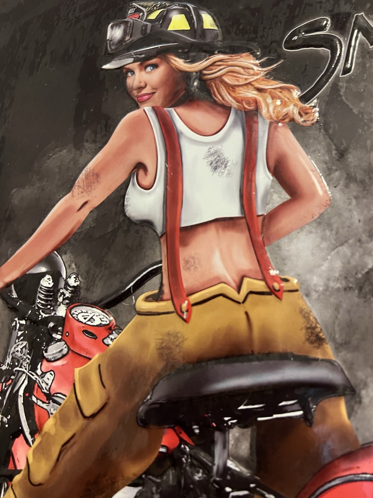 Harley-Davidson® Smokin Hot Fire-fighter Babe Embossed Tin Sign (13x15) 2010951