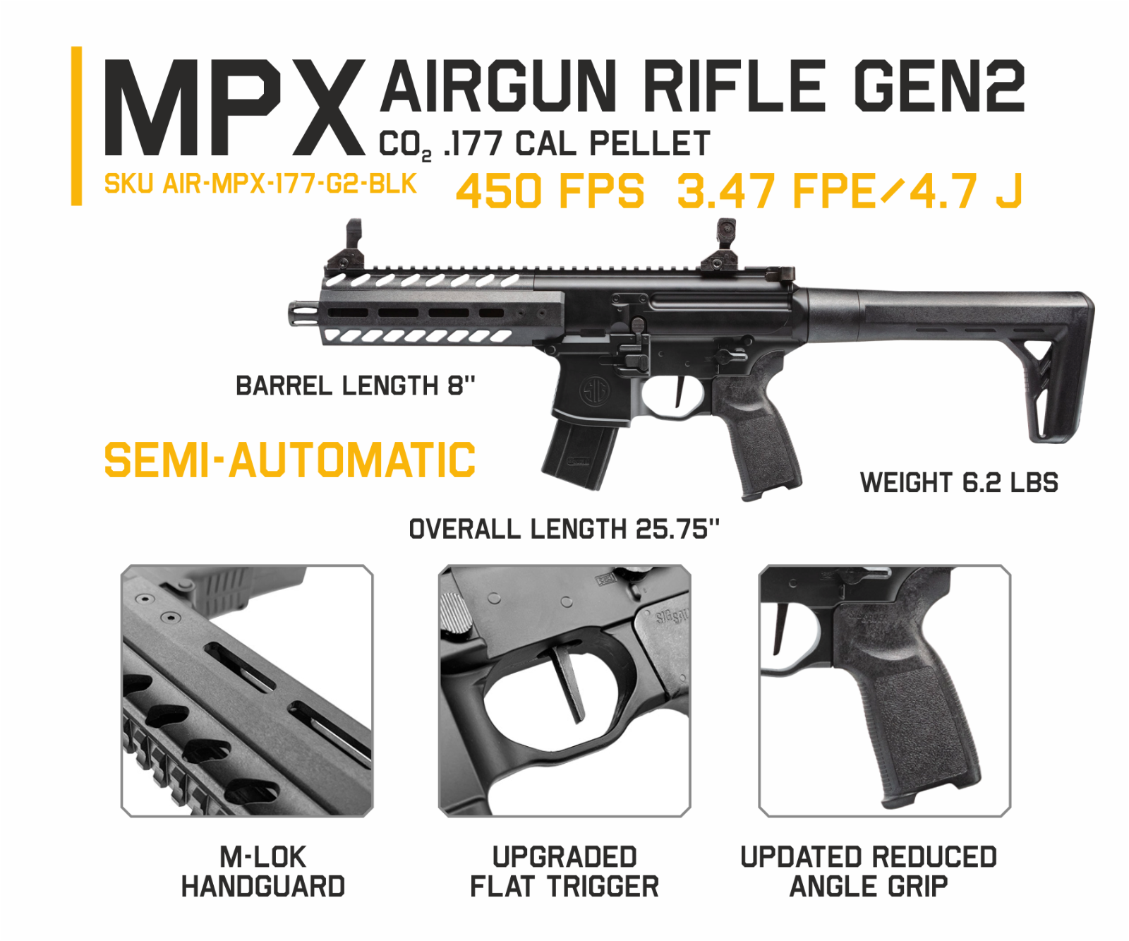Sig Sauer MPX GEN 2 .177 Cal CO2 Pellet Air Rifle