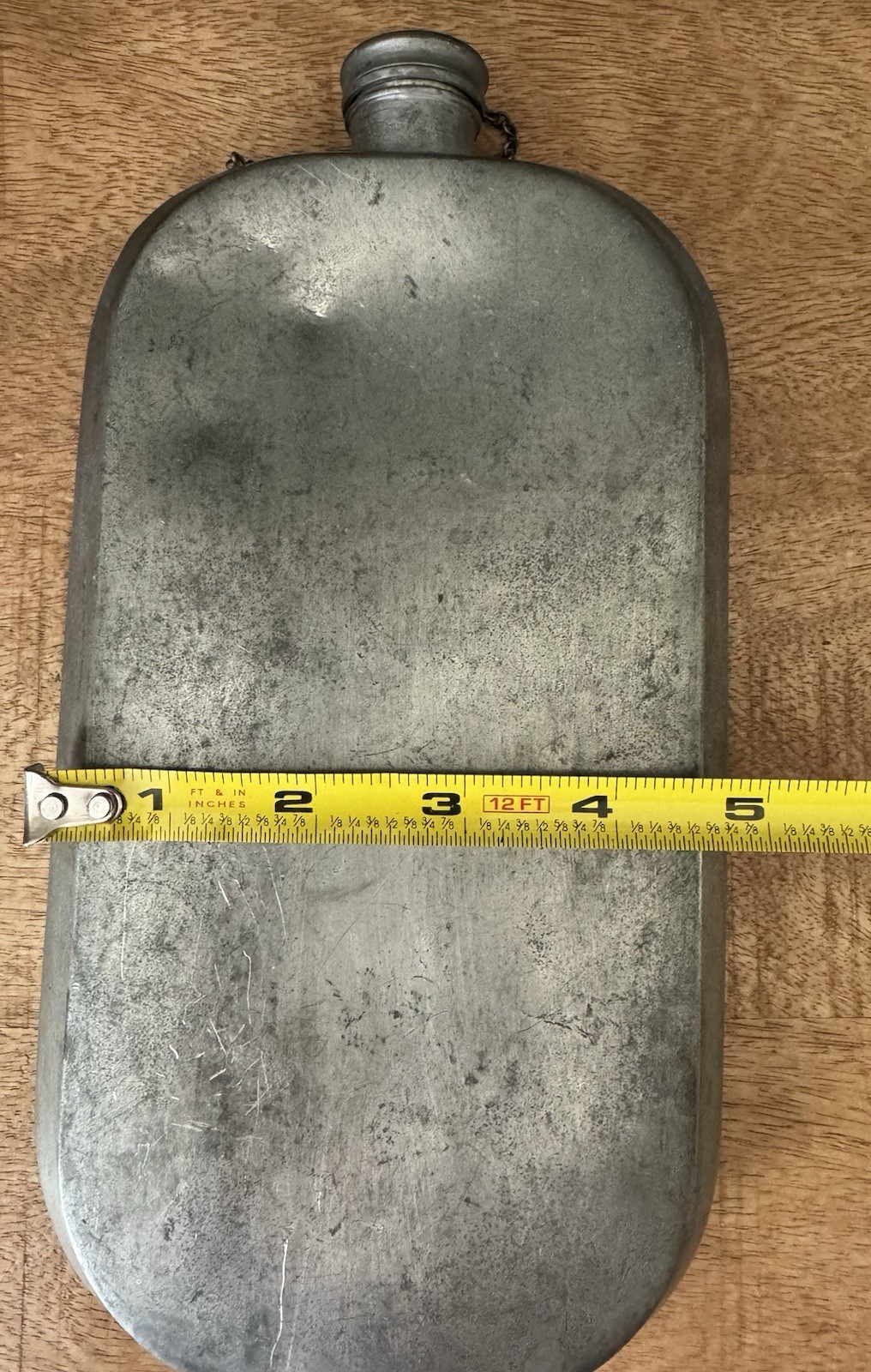 ANTIQUE PEWTER ABERCROMBIE & FITCH 24 OUNCE FLASK|CANTEEN WITH CHAIN