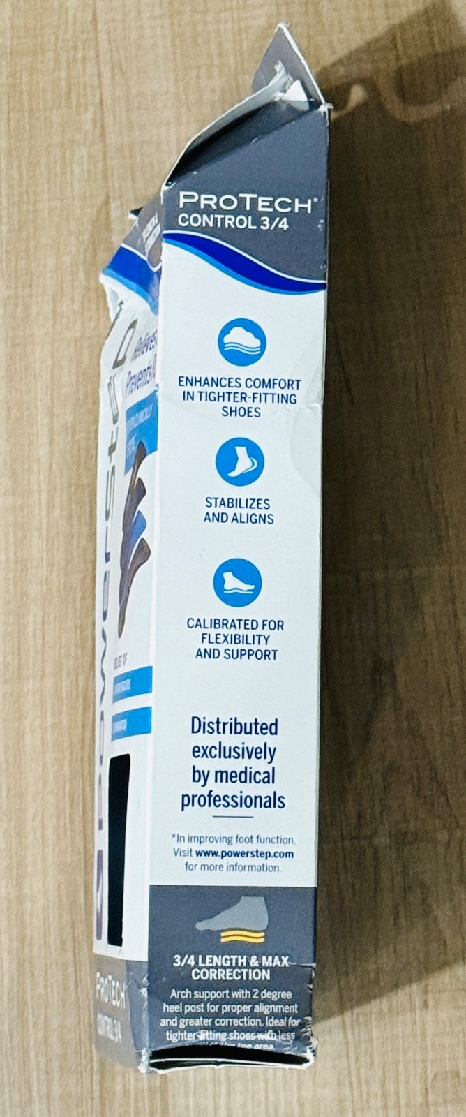 Power Step Protech 3/4 Length Insoles Size F Men's 12-13.5 Orthopedic New