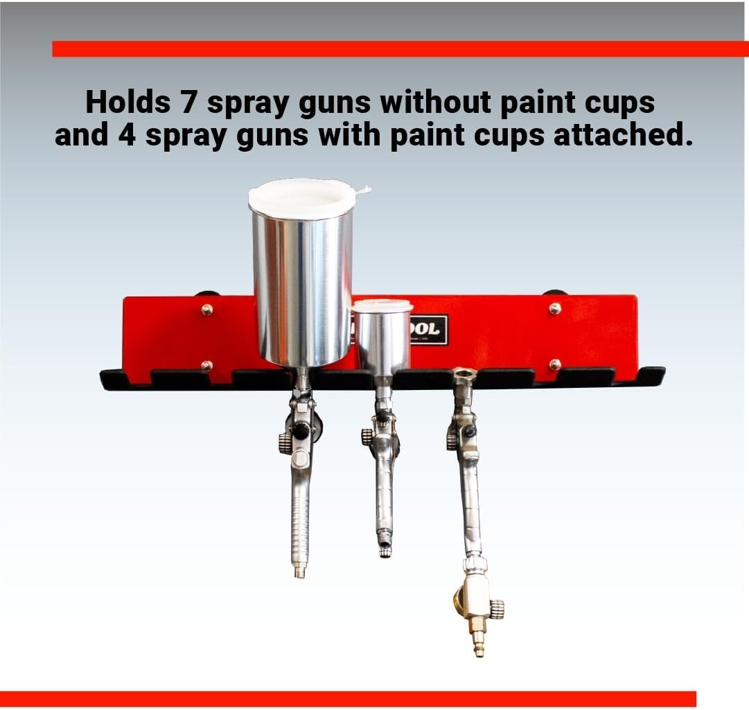 Omni Tool Multiple Spray Gun Holder – Holds 7 Guns Without Cups, 4 With Cups