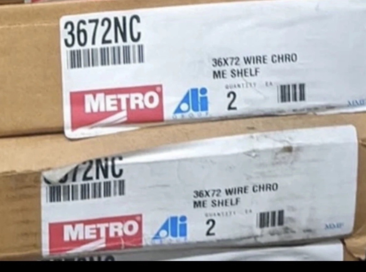 Metro Super Erecta Super Wide Chrome (4) Shelves Unit, New Open-box 3672NC