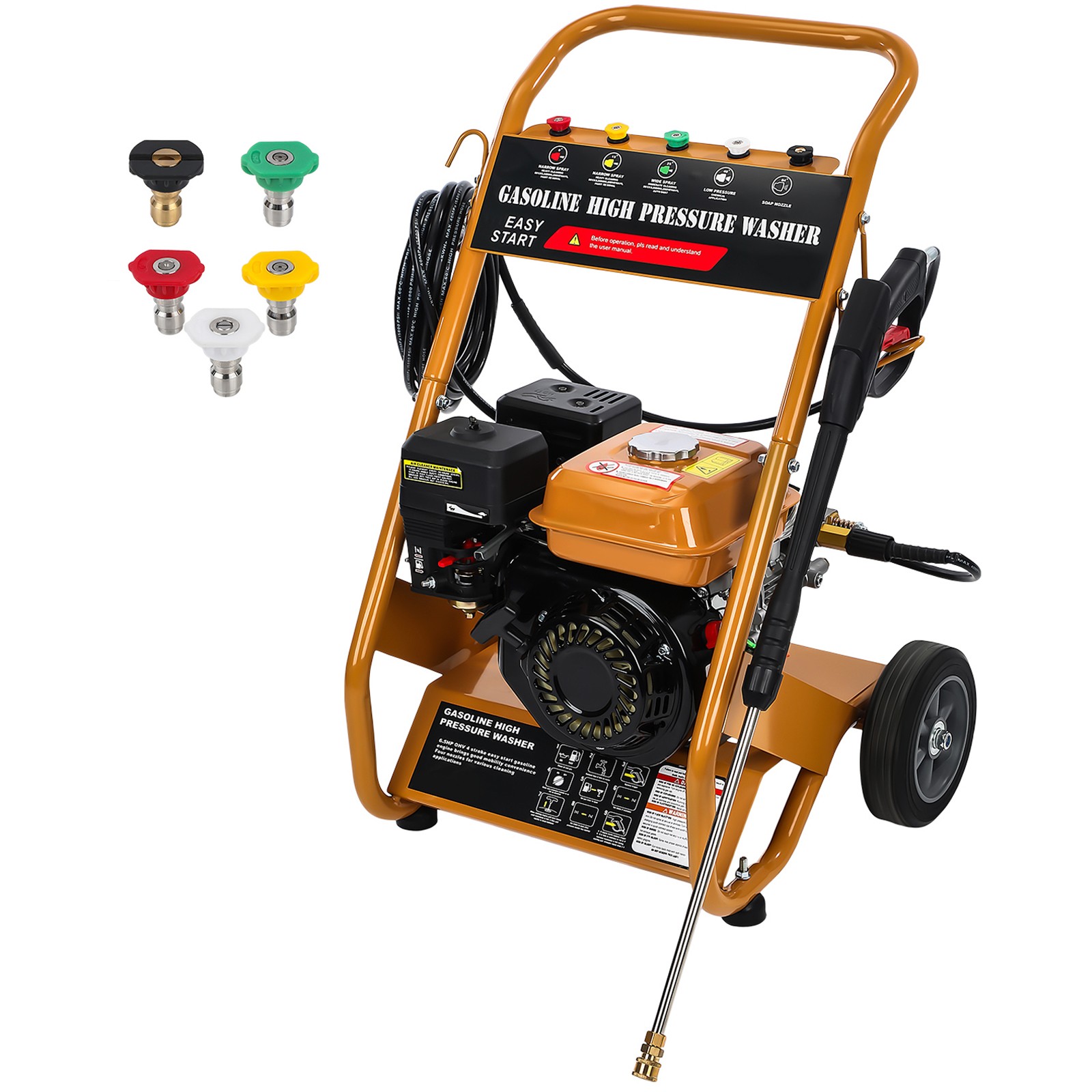3950 PSI Gas Pressure Washer 5 Nozzles Gas Powered Washer 7HP 2.6 GPM 212cc