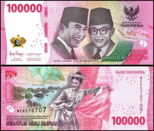UNC 10 MILLION INDONESIAN RUPIAH= 100pcs X 100 IDONESIAN RUPIAH IDR GENUINE COA