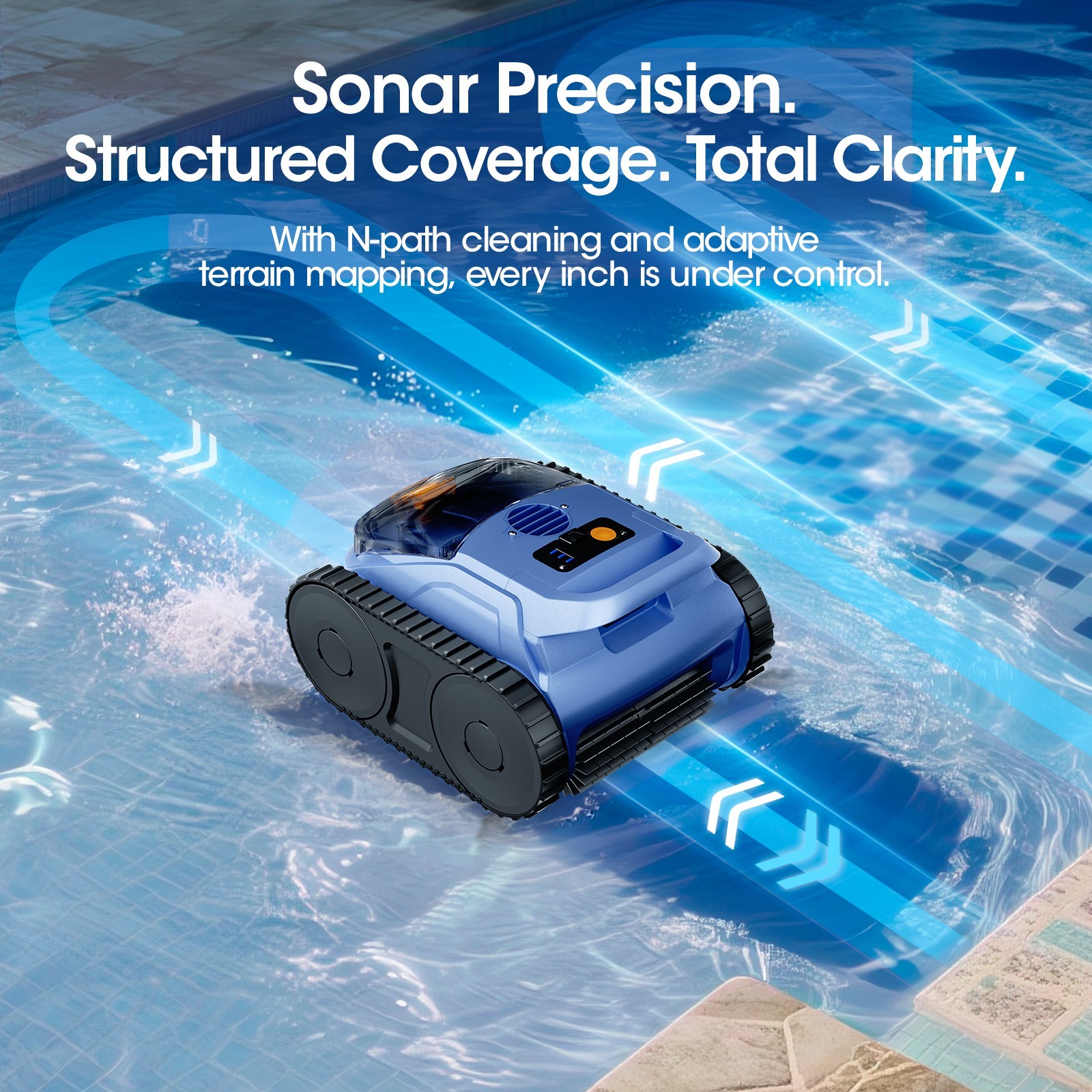 Seauto Cordless Robotic Pool Vacuum Wall Waterline Pool Cleaner with Track Drive