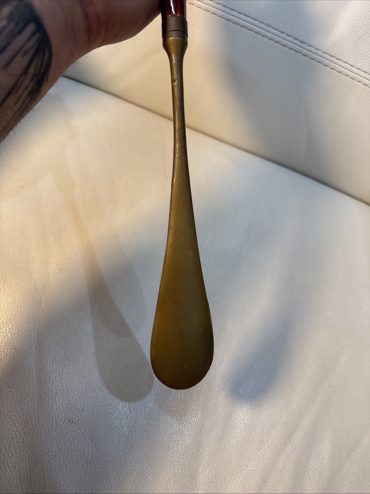 Vintage Brass Horse Head Shoe Horn 20” Wooden Handle Long Shoe Horn