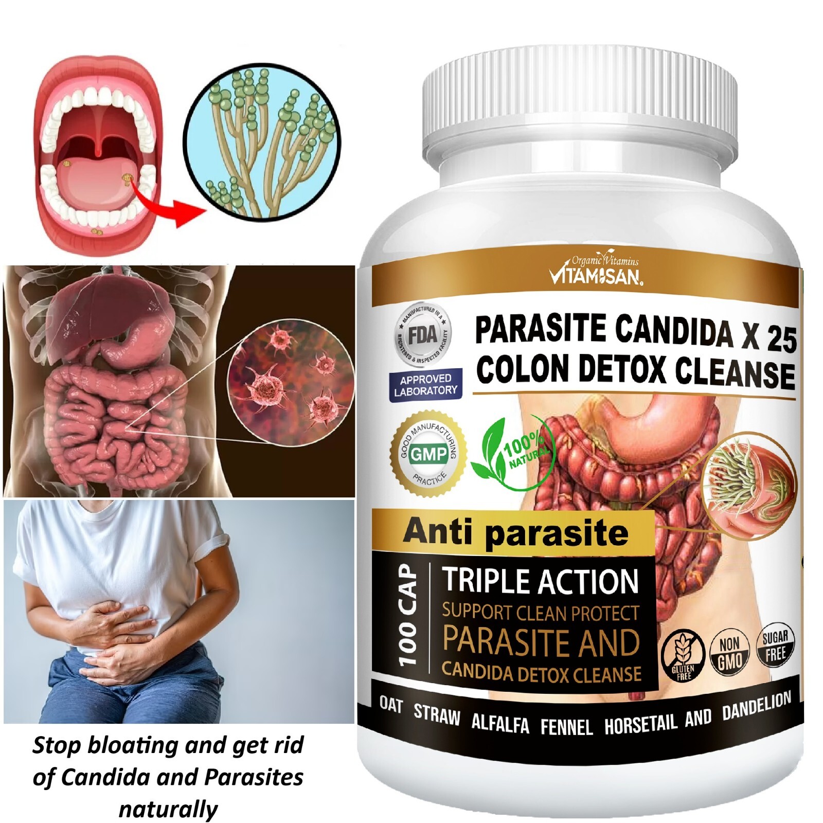 Parasite Cleanse DETOX Liver Colon Yeast Killer Pills All Natural detox candida