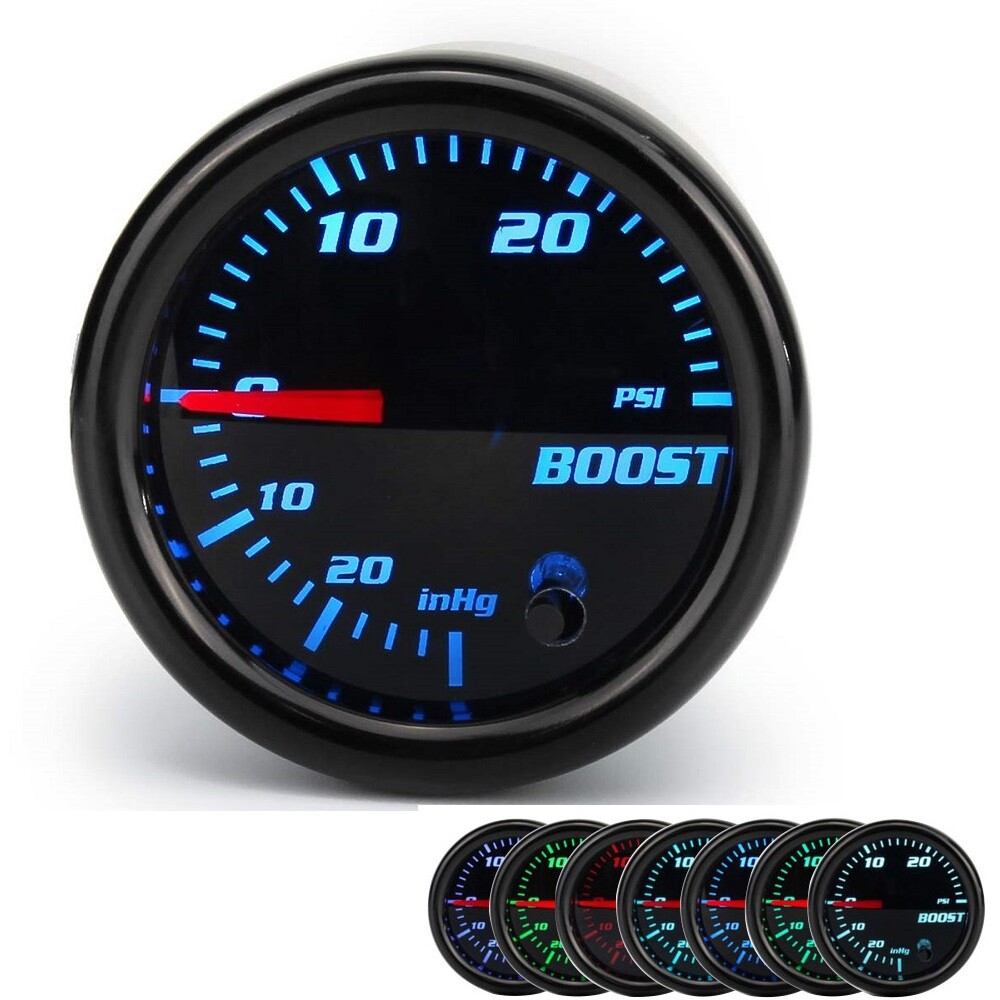 7 Color Tinted Digital Turbo Boost Gauge 0-30 PSI Pressure Meter 2"52mm