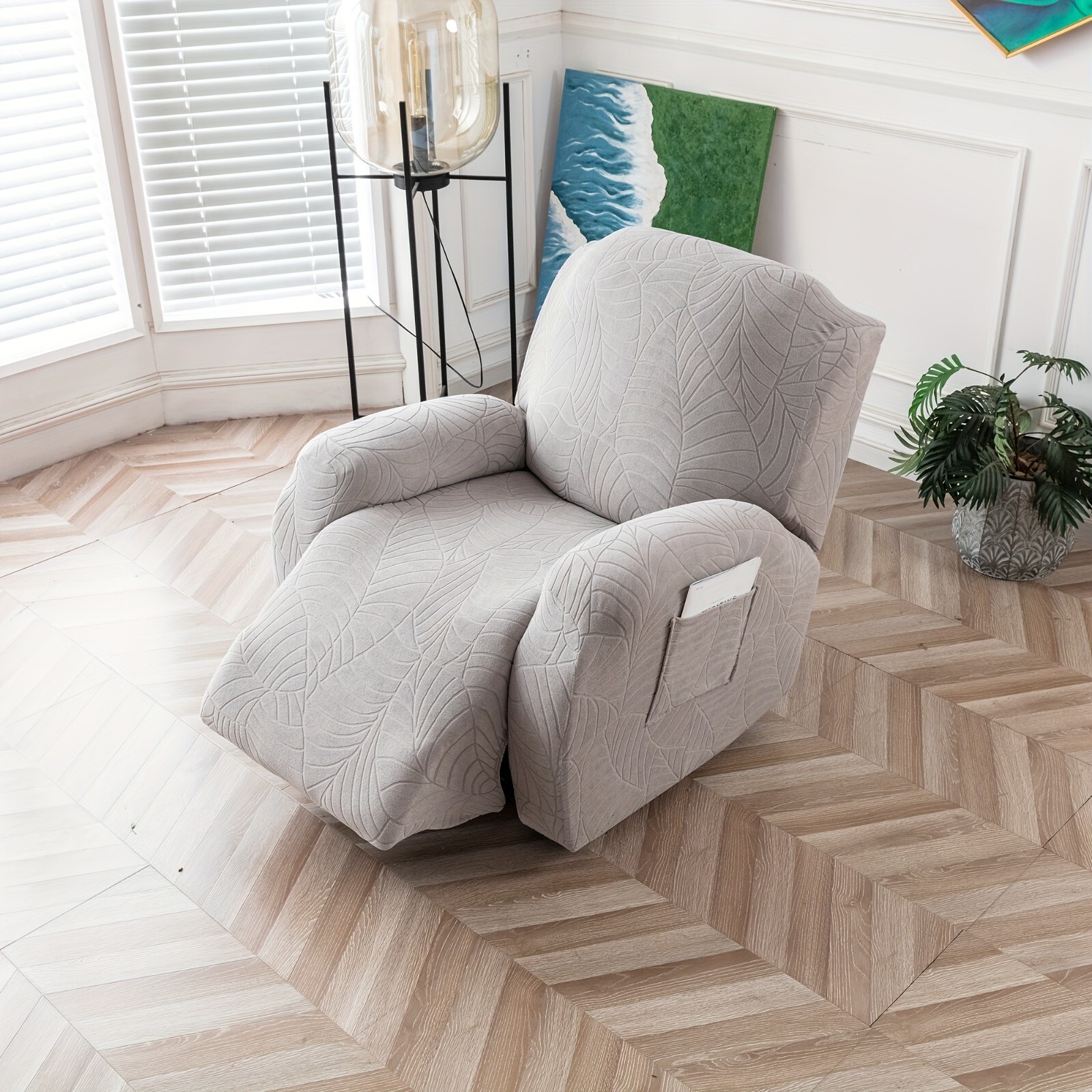 Waterproof Recliner Slipcovers Leaf Jacquard Recliner Chair Covers Stretch