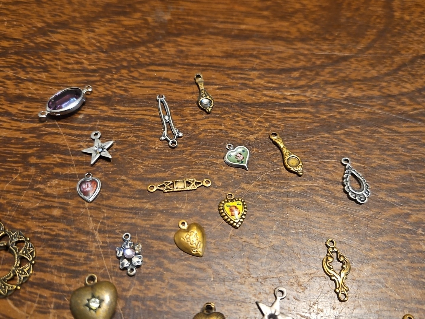 Lot Of 50 Mixed Parts Pcs France Vintage 60s Brass Stampings Findings Jewelry 21