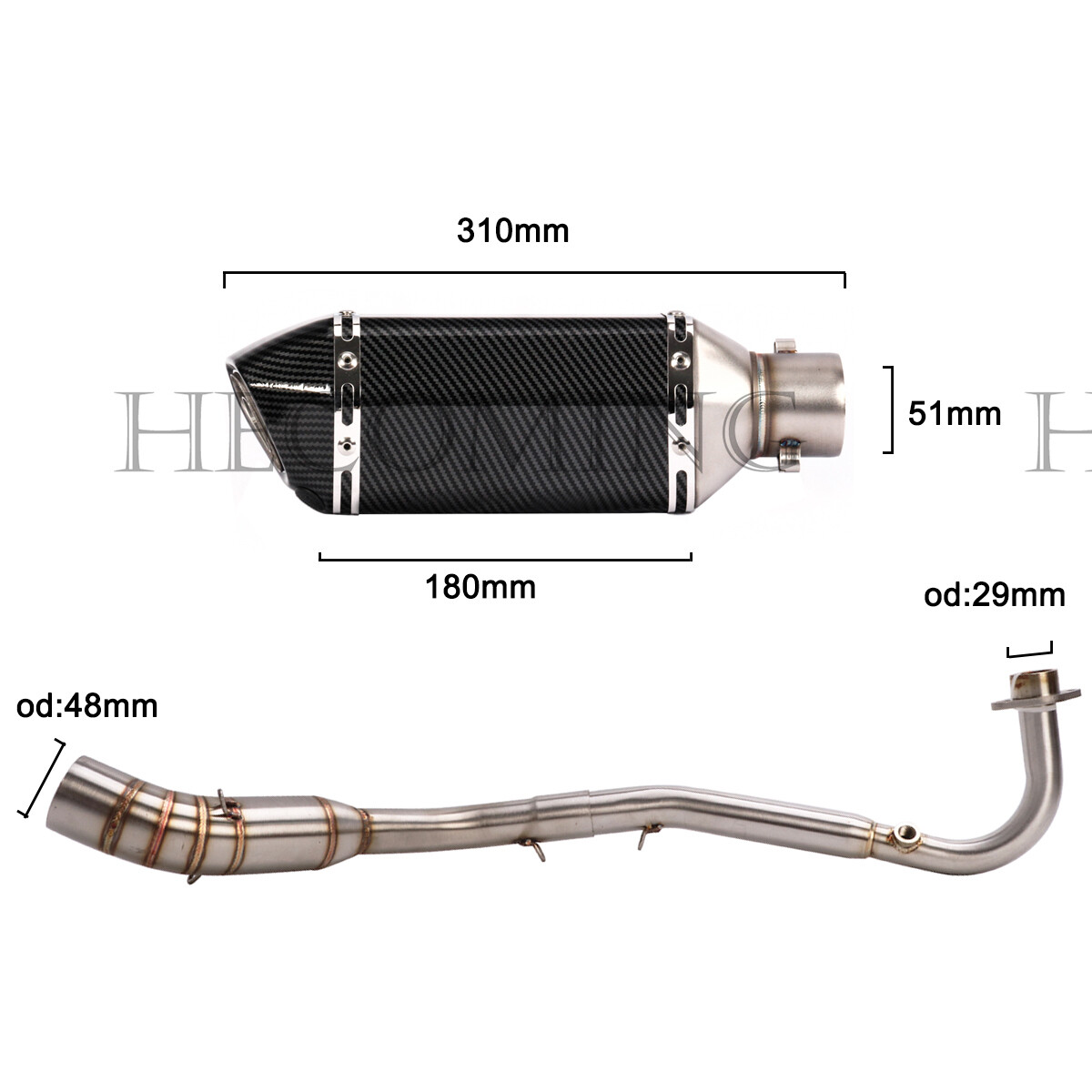 Full Exhaust System Pipe 2" Slip On Muffler For Kawasaki Z125 2013-2024 Z125 Pro