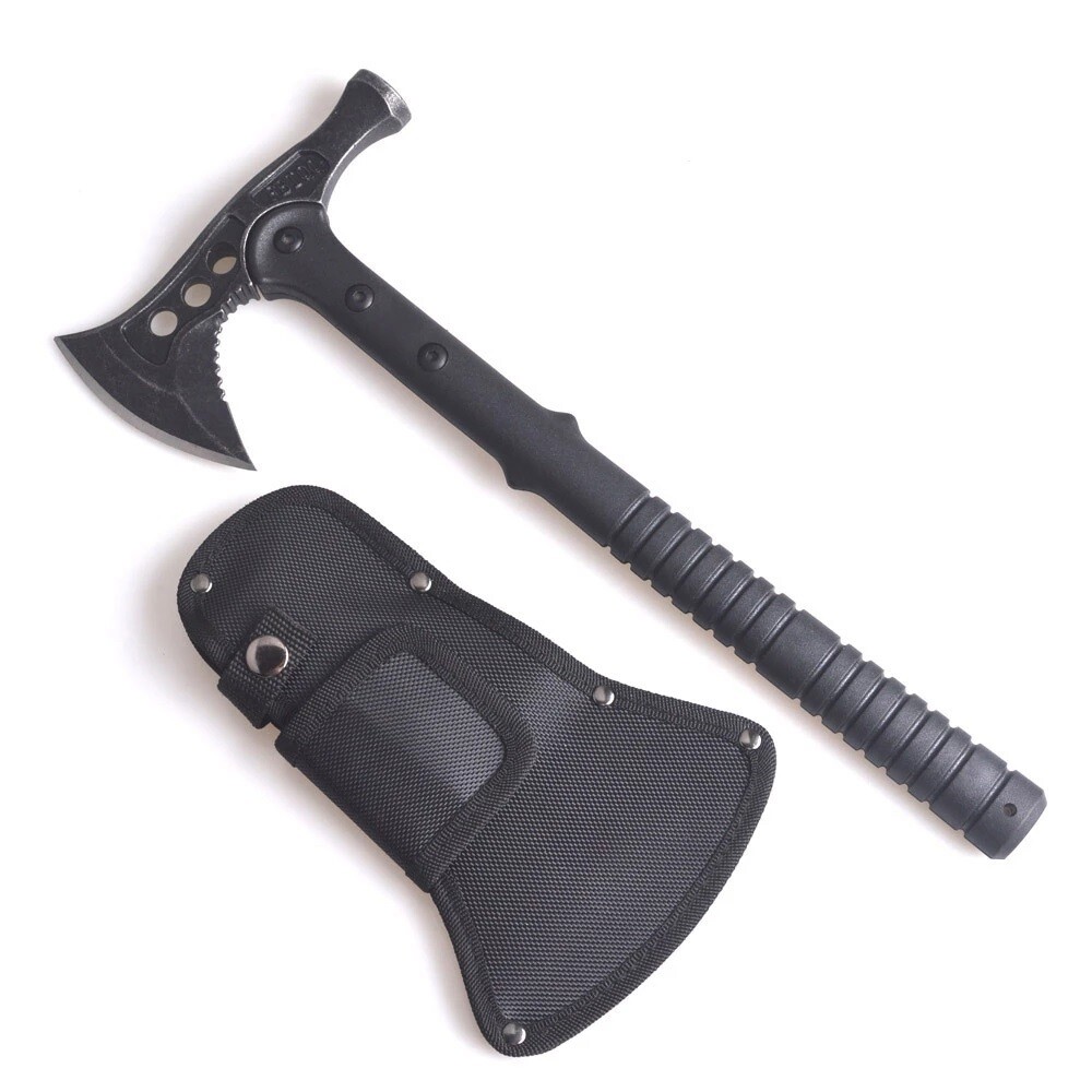 16" Camping Tactical Tomahawk Axe Hunting Survival Knife Tools w/ Nylon Sheath