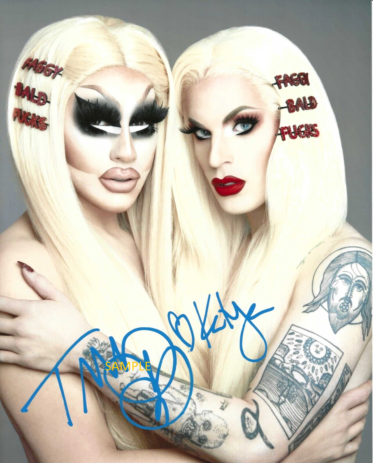 TRIXIE MATTEL KATYA REPRINT AUTOGRAPHED 8X10 PHOTO SIGNED CHRISTMAS MAN CAVE