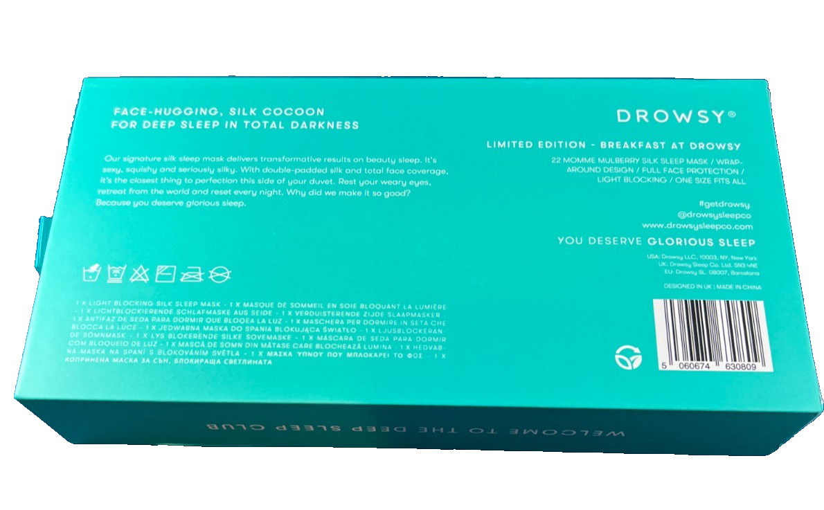 Drowsy Sleep Mask Limited Edition Breakfast at Drowsy NEW IN BOX