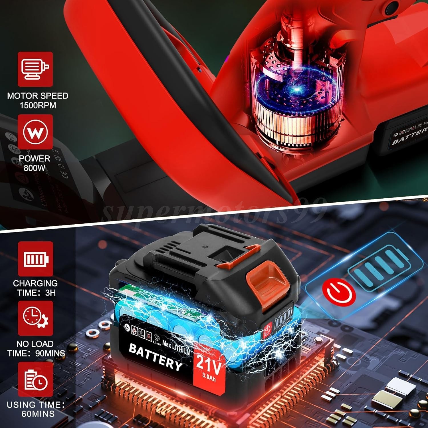 22 in Electric Hedge Trimmer Cordless Power Hedge Trimmer with Battery & Charger