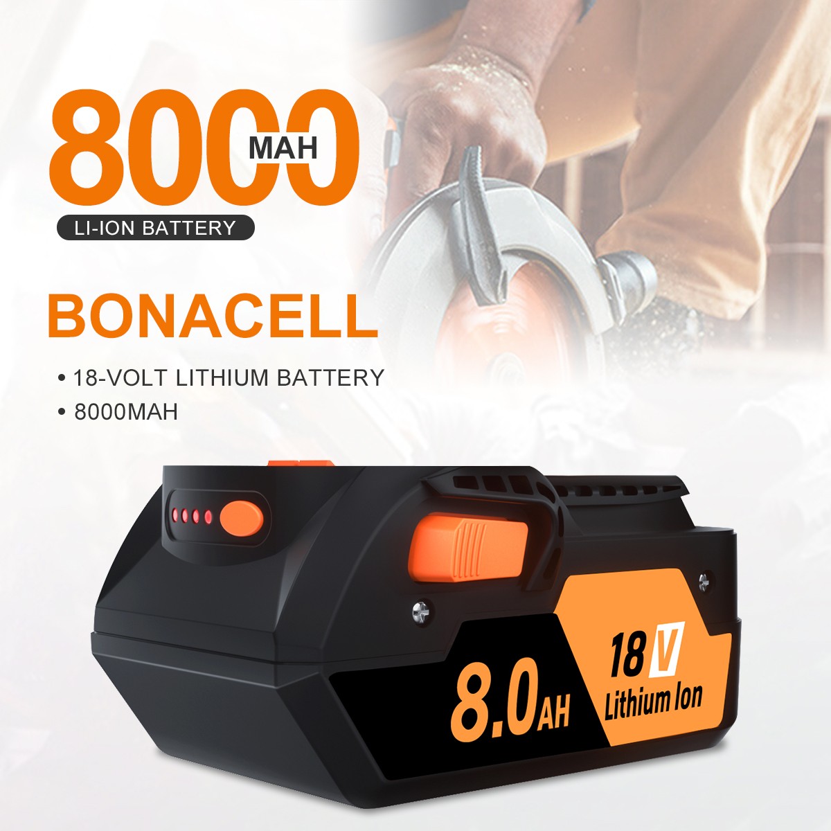 2 PACK For Ridgid 18V R840085 8.0Ah Lithium-ion Battery Rigid 18 Volt R840087