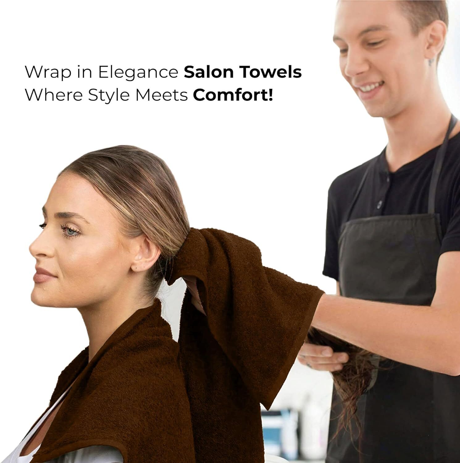 BROWN SALON TOWEL 16 x 27 INCHES LARGE GYM SPA HAND TOWELS 100% COTTON