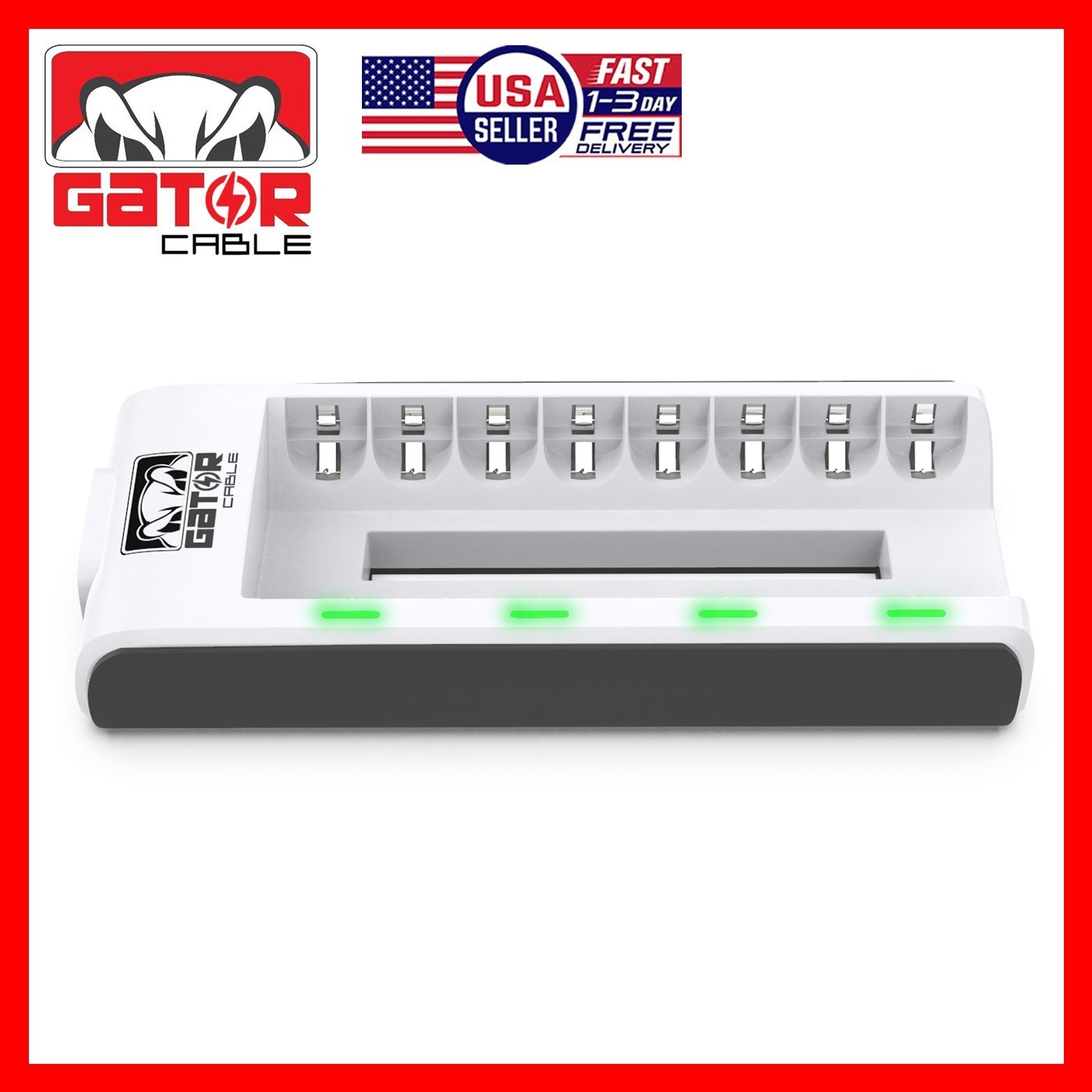 Rechargeable Battery Charger AA AAA Ni-MH Ni-CD Automatic Charged Red LED Light