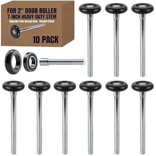 Set Spark 10-Pack 7" Stem 2" Nylon Garage Door Rollers, Ultra Quiet & Durable