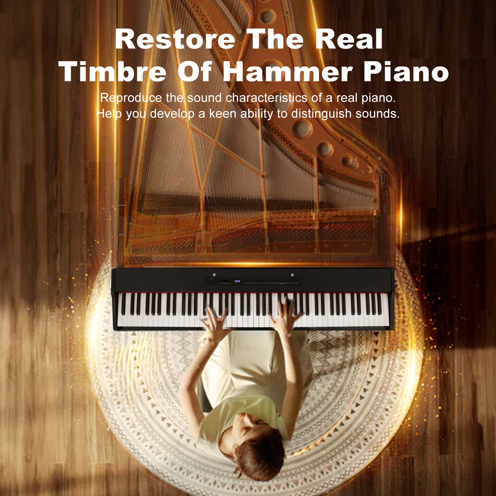 MUSTAR Black 88-Keys Full Size Semi-Weighted Digital Piano Keyboards with Pedal