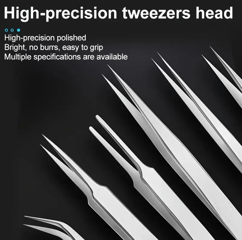 6pcs Stainless Steel Precision Tweezers Set Succulent DIY Craft Tool Kit - NEW